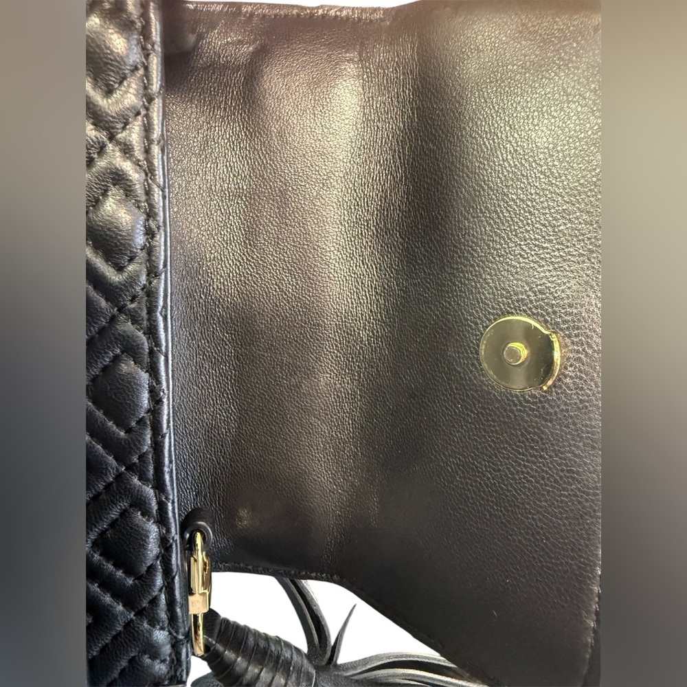 Tory Burch Micro Fleming Convertible Crossbody/Shoulder Black Leather Bag - Picture 8 of 10